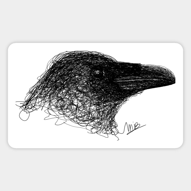 Raven squiggle Magnet by Michaelalpaca